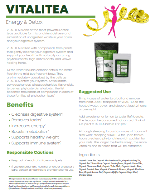 VitaliTea Organic Whole Body Detox Tea - Lymphatic, Kidney and Liver Support