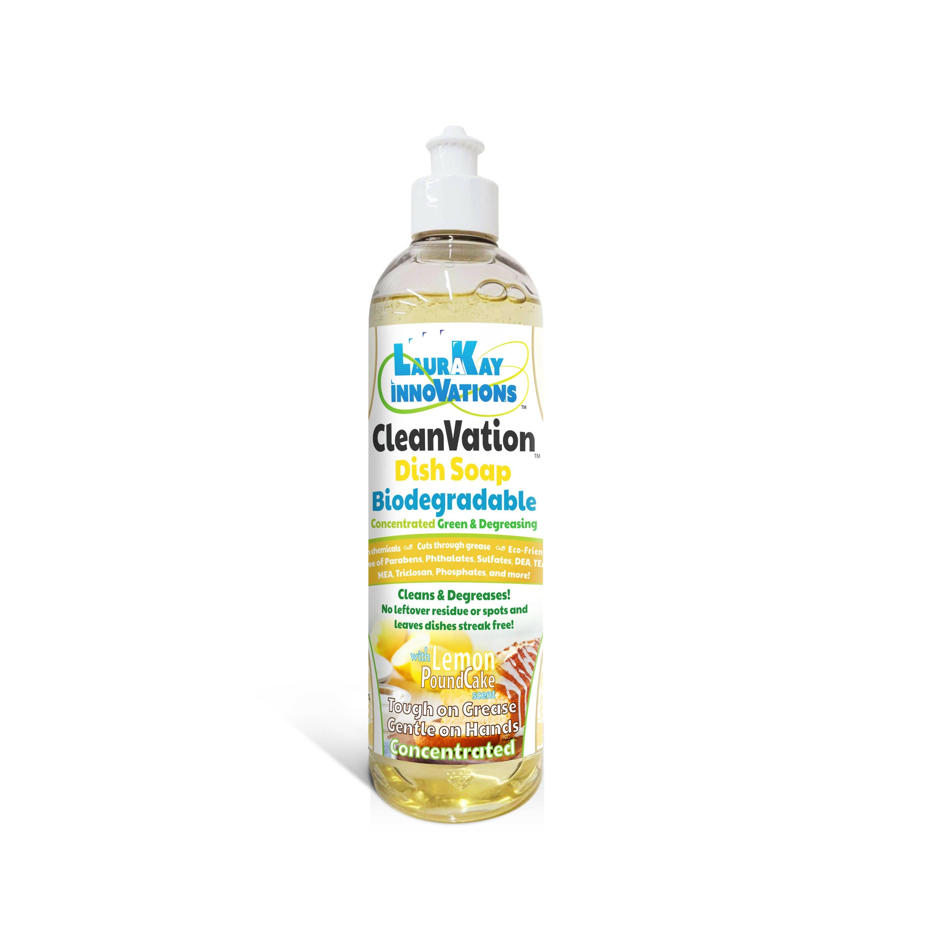 CleanVation™ Dish Soap 16 fl oz Bottle (Concentrated Biodegradable Degreasing Liquid Dish Soap) - Lemon Pound Cake - BlackOwned365