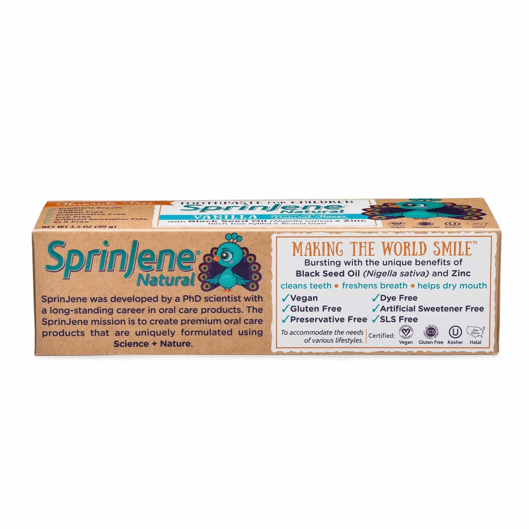 SprinJene Natural® Children's Vanilla Toothpaste Fluoride Free (Bundle of 2)